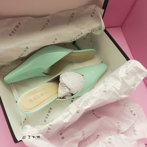 Kalda Alba Mint Mules Kitten Heels NEW! SZ 9